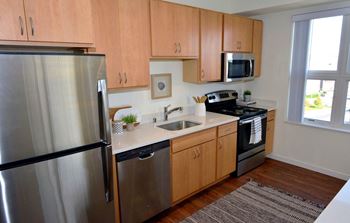 Kitchen with wooden floor
